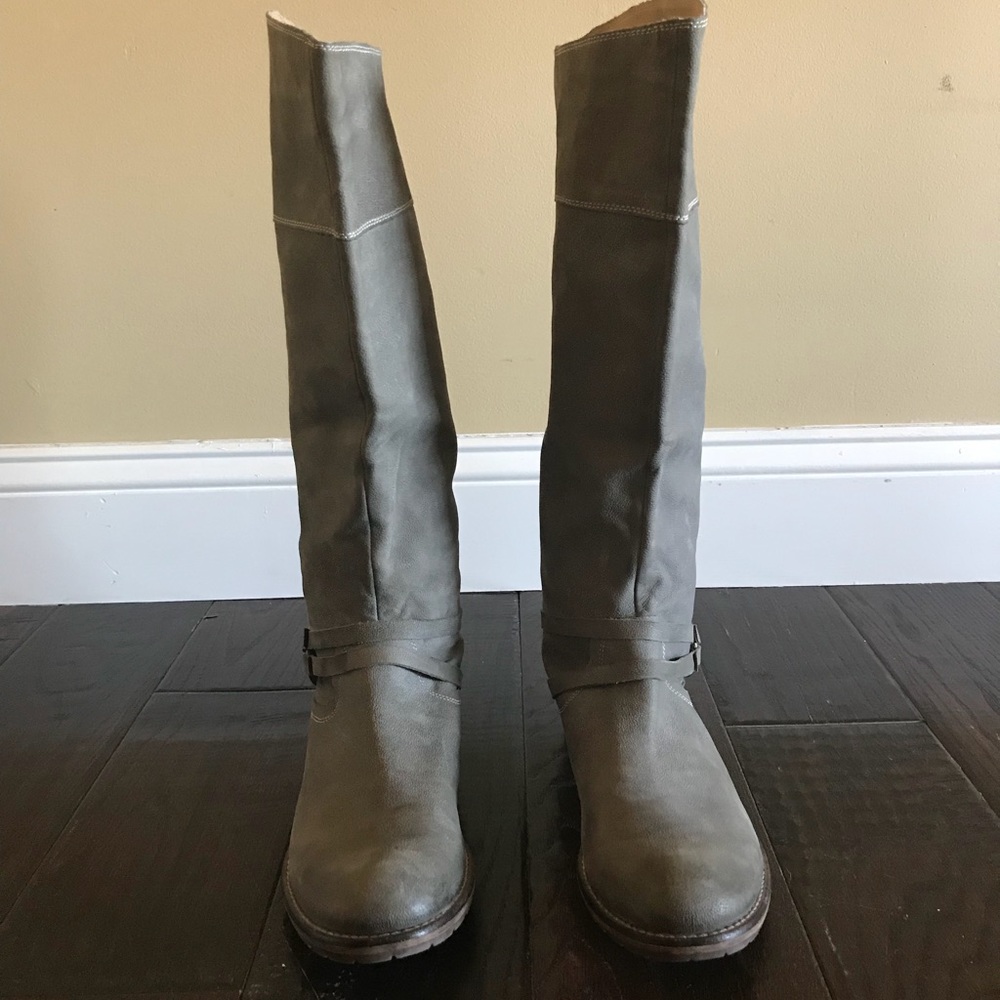 Steve by steve madden grey leather knee-high boots
